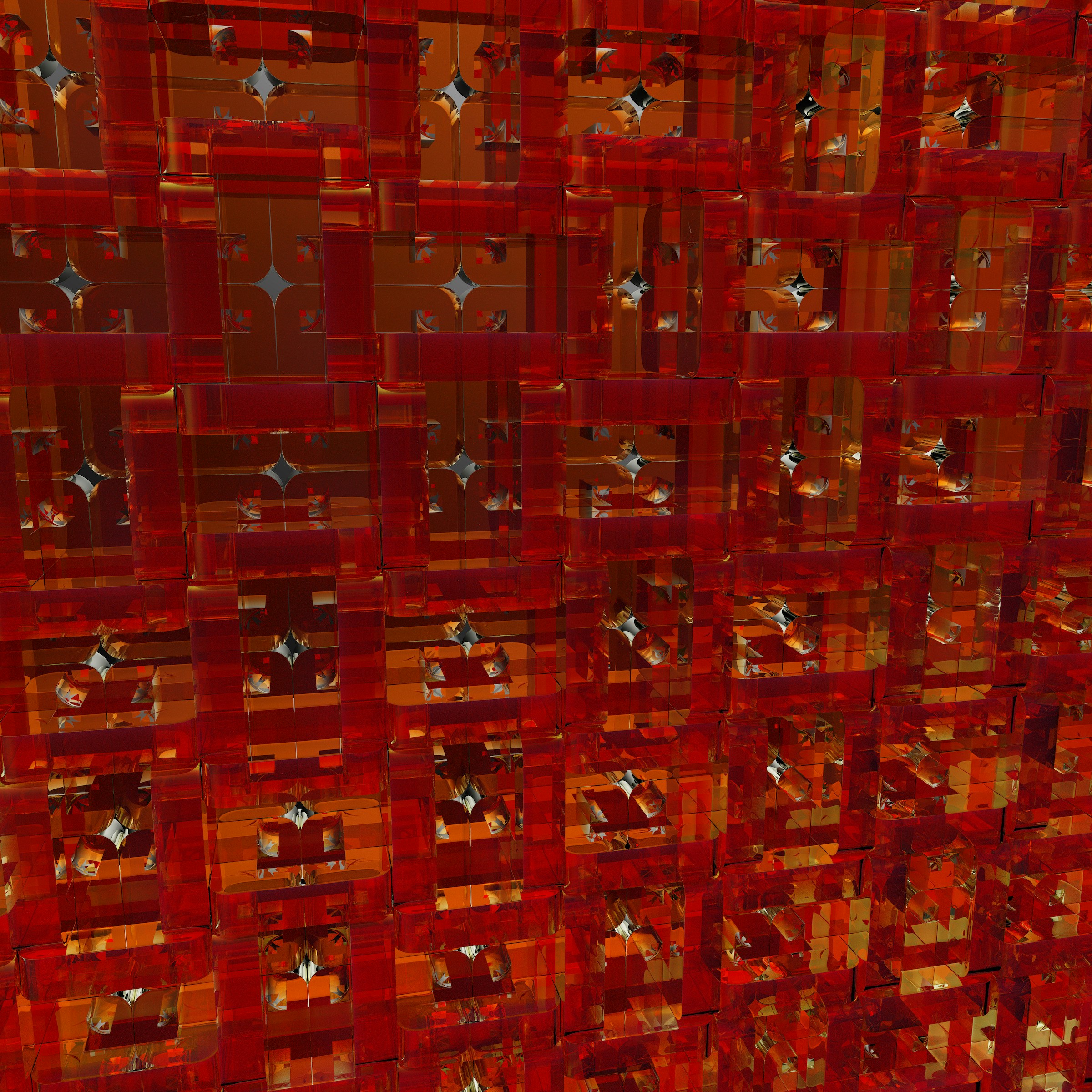a red wall with many squares and stars on it